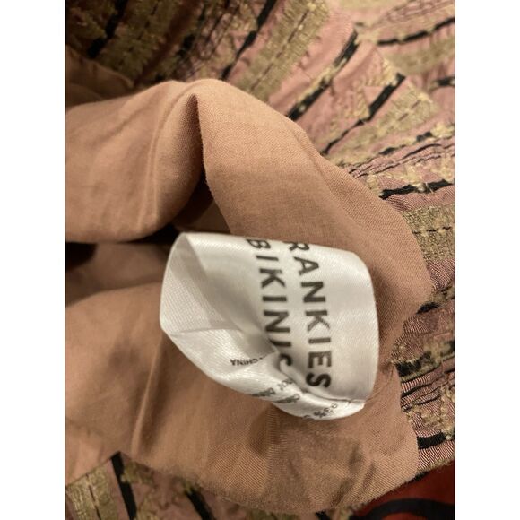 Intermix Top Silk Womens Sz 4 Long Sleeves Crop 1/2 Zip Pink Brown Geometric - Picture 15 of 16